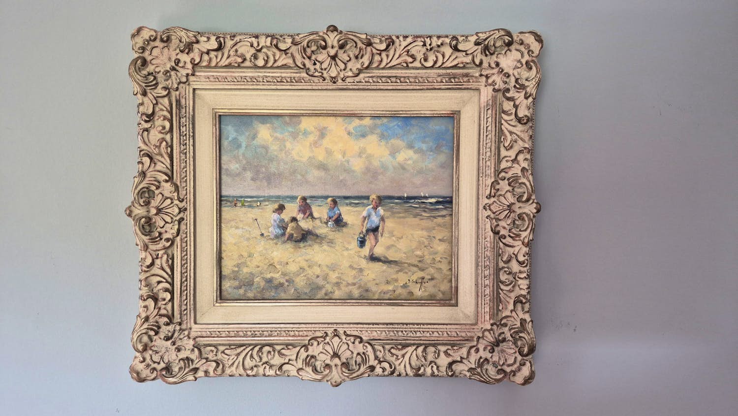 Jan Schaeffer - Spelende kinderen op strand kopen? Bied vanaf 200!