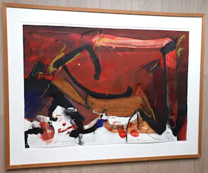 Theo Kuijpers - Abstracte compositie, gemengde techniek op papier (ingelijst, groot) kopen? Bied vanaf 395!