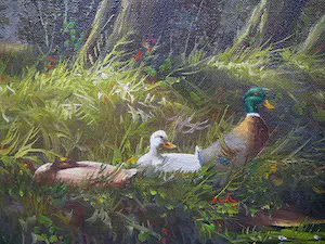 Hermanus Cornelis Hokken - Bosgezicht met wilgen, berken en eendjes -0lieverf- kopen? Bied vanaf 50!