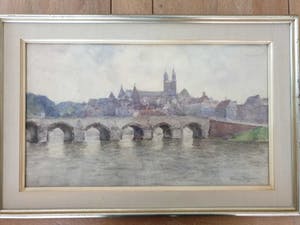 Herman Bogman (jr.) - Aquarel, stadsgezicht (vermoedelijk Maastricht) kopen? Bied vanaf 120!
