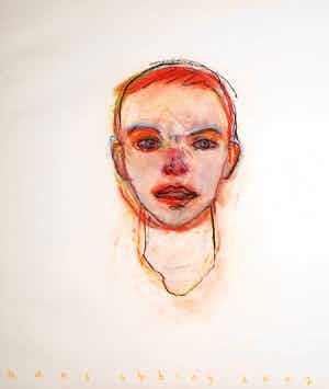 Hans Abbing - Tekening in pastelkrijt, Zonder titel verkocht voor € 1!