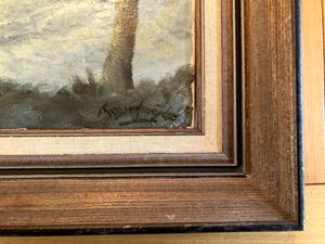 Kees van Ameijden - Uitkijkend over een dorpsgezicht - Olieverf op doek, Ingelijst kopen? Bied vanaf 120!