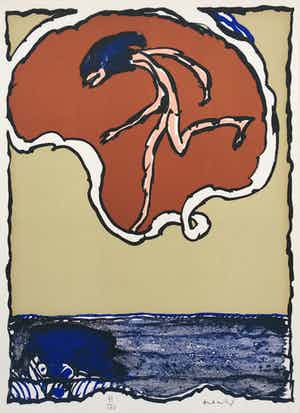 Pierre Alechinsky - litho ‘ Worldly Flying Object’ - 1978 - oplage 100 ex verkocht voor € 775!