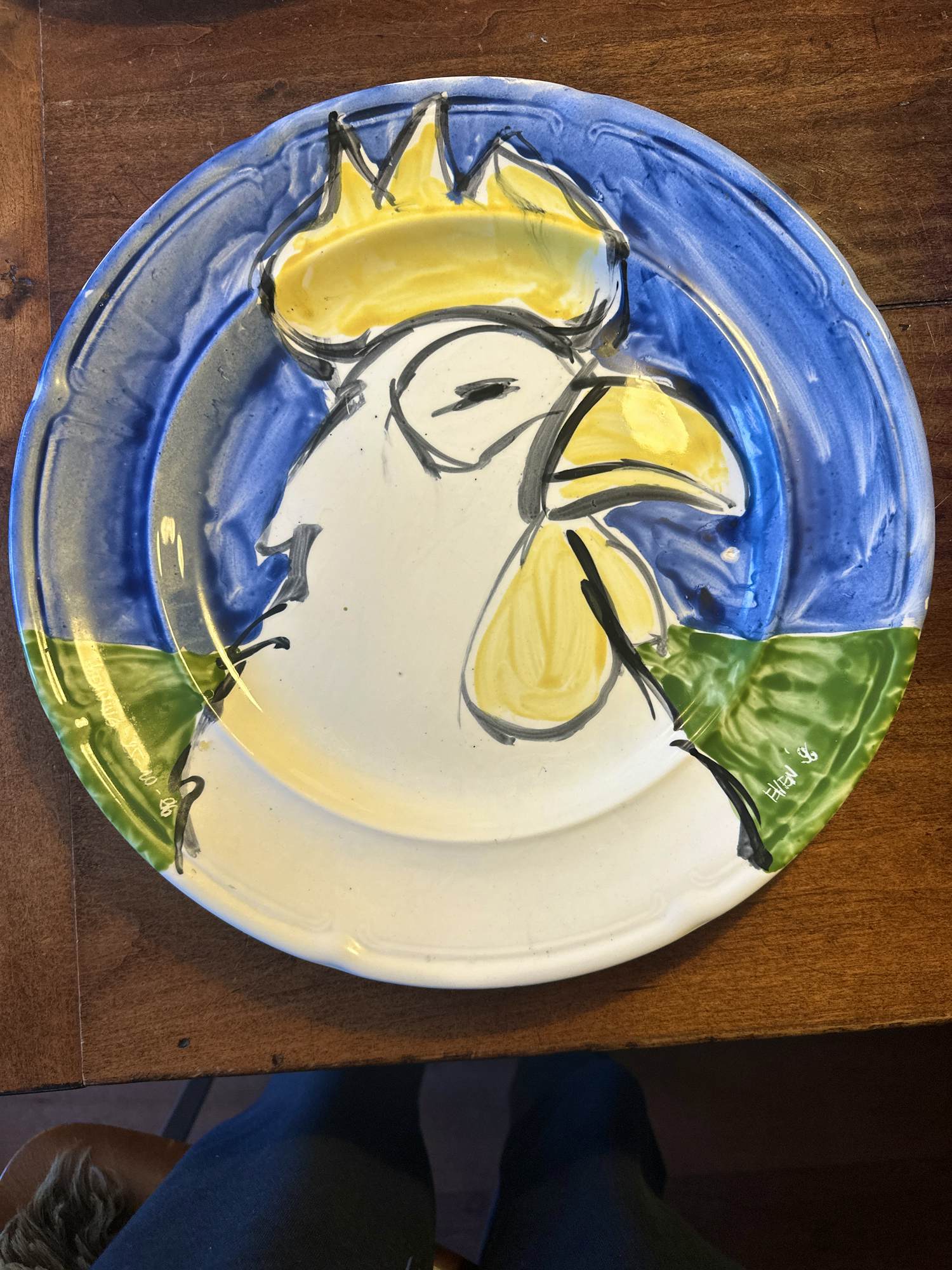 Ellen Meuwese - Porseleinen bord 1996 - groot 35 cm doorsnede - kip kopen? Bied vanaf 50!