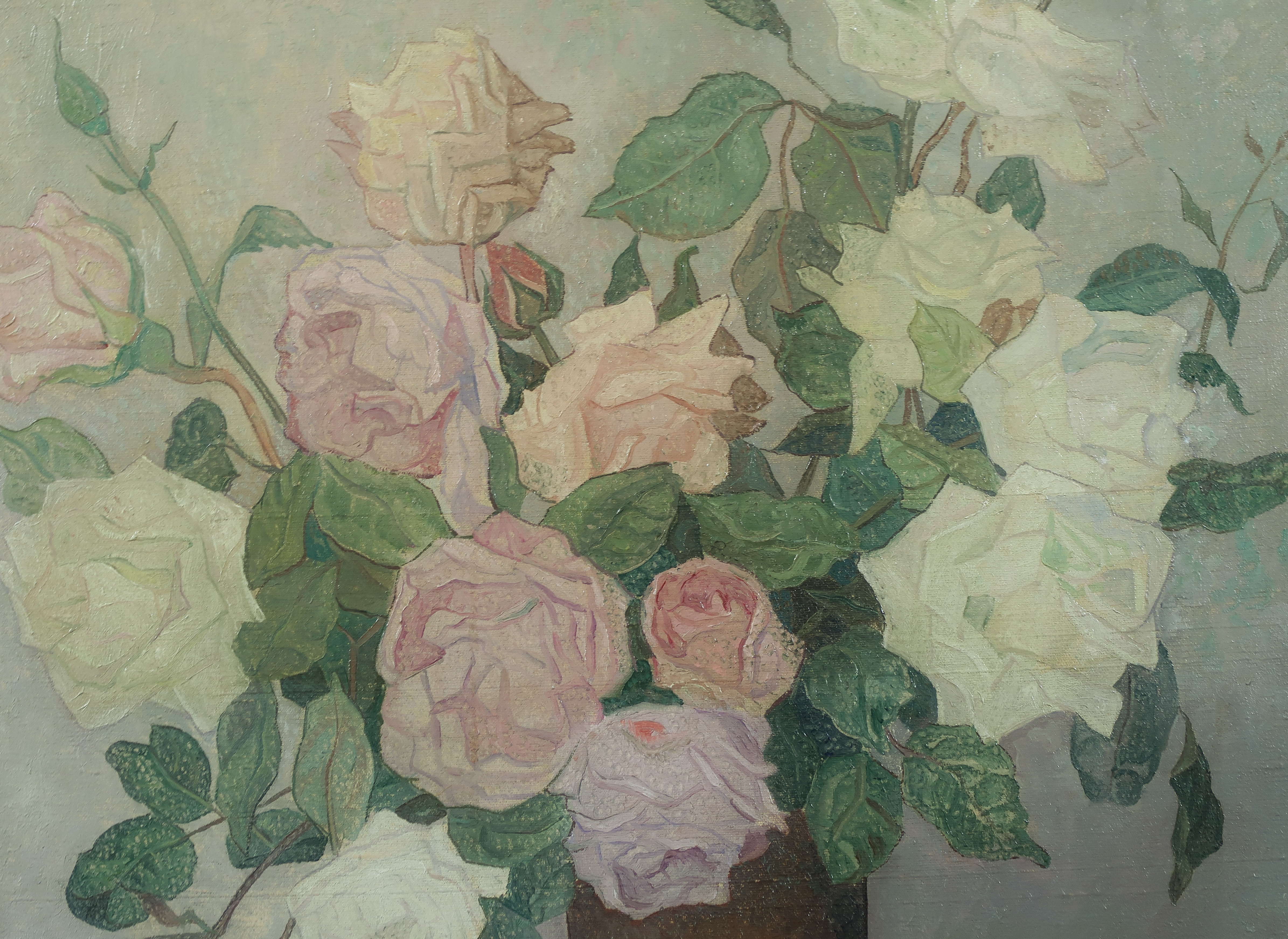 Jakob Nieweg - Olieverf op doek, Rozen - Ingelijst kopen? Bied vanaf 400!