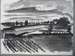 Hans Berger - Landschap van de heuvels van Satigny, kanton Genève, Zwitserland kopen? Bied vanaf 350!