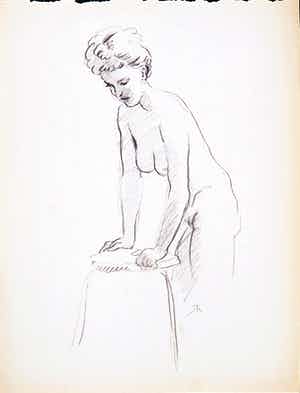 Jan Sluijters (jr.) - Tekening, Leunend naakt verkocht voor € 40!