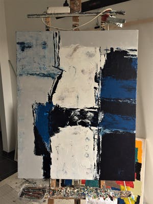 John Foppen - Composition In Blue Blue.........# K 05. XL . GROOT. kopen? Bied vanaf 189!