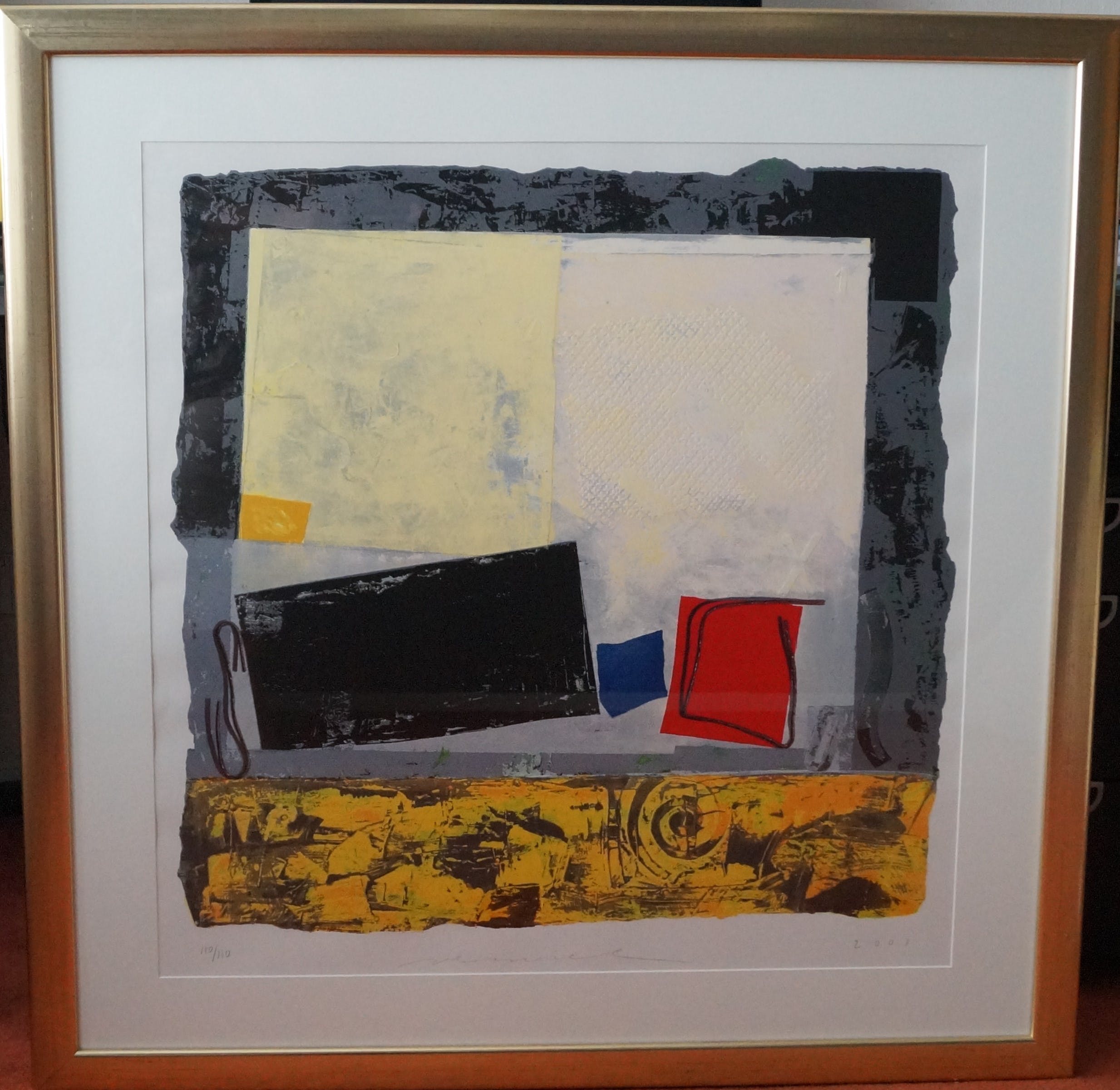 Jos Verwiel - grote zeefdruk - mooi ingelijst kopen? Bied vanaf 40!