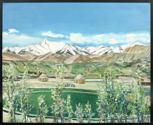 Liz Strick - Olieverf op doek, Bamyan City through Buddha's eyes kopen? Bied vanaf 1!