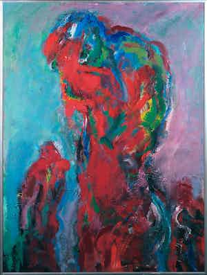 Franscz Witte - Acryl op karton, Samen - Ingelijst verkocht voor € 35!