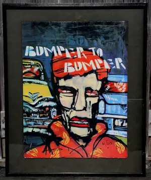 Herman Brood - Ingelijste zeefdruk: Bumper to bumper kopen? Bied vanaf 450!