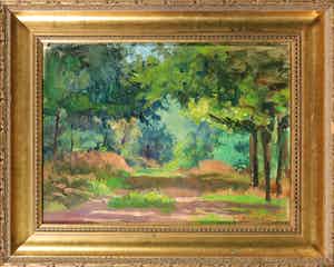 Jan Stapper - Olieverf op board, Bosgezicht verkocht voor € 60!