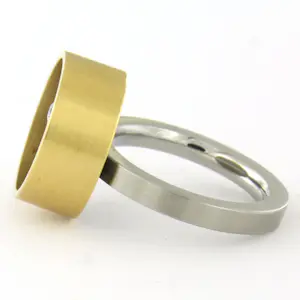 CARL DAU – stalen ring en 18k gouden bovenzijde met briljant geslepen diamant kopen? Bied vanaf 710!