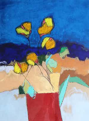 Henk van Vessem - Stilleven, pastelkrijt op papier (mooi ingelijst, groot) verkocht voor € 75!