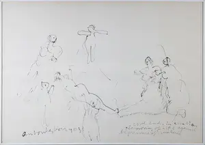 Anton Heyboer - Inkttekening, Love ends in creation (...) - Ingelijst kopen? Bied vanaf 150!