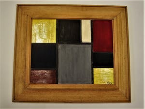 Pjotr van Oorschot - Geometrische Hout en Acrylverf Collage "Hommage a de Stijl" gesigneerd kopen? Bied vanaf 31!