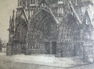 Willem van Leusden - KATHEDRAAL VAN REIMS / ZW-W ETS / 58x76cm / SIG / 1913 kaufen? Bieten Sie von 20!