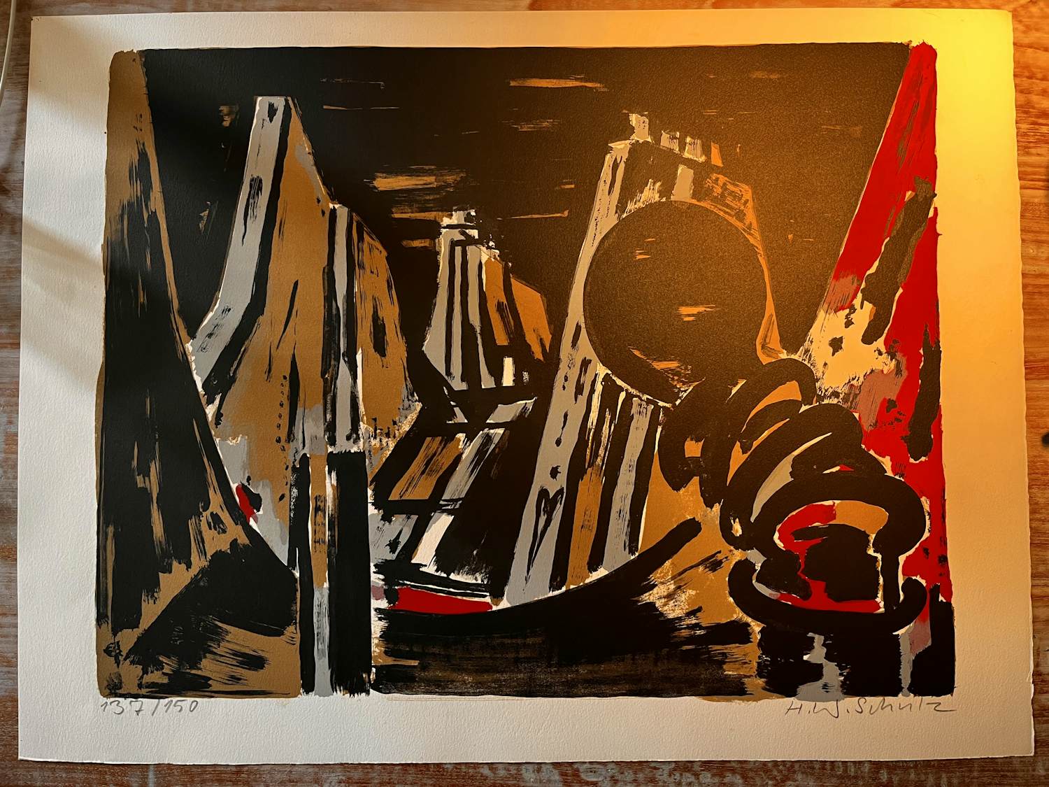 Hans Wolfgang SCHULZ - Abstracte Lithografie, oplage 137 van 150 kopen? Bied vanaf 25!