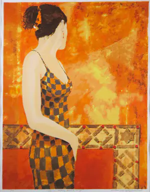Willem van Scheijndel - Zeefdruk op papier, She was looking back to see if ... - Ingelijst (Groot) kopen? Bied vanaf 60!