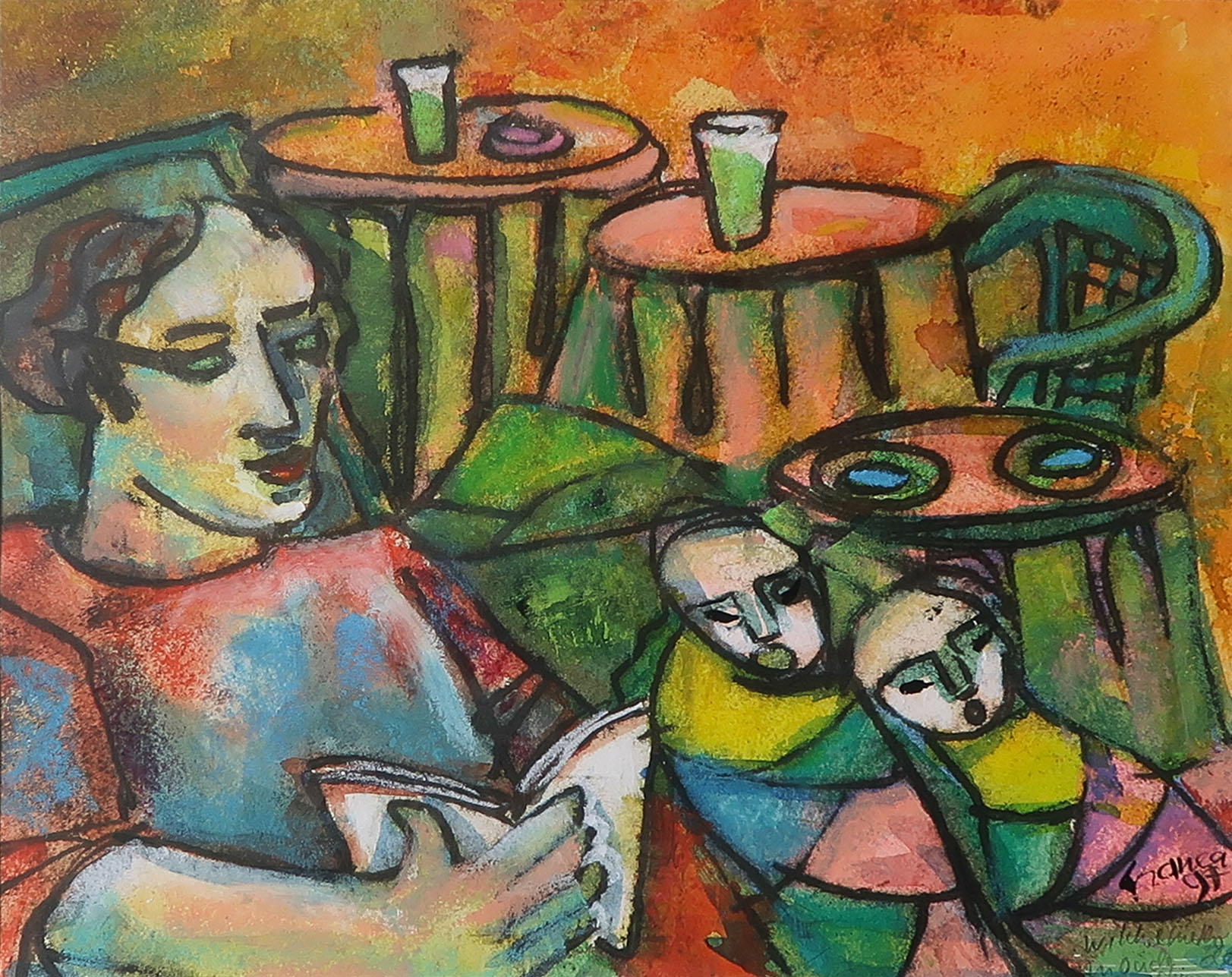 Franca Muller Jabusch - Gemengde techniek, o.a. krijt, Wikkelmethodes in het oude China - Ingelijst kopen? Bied vanaf 35!