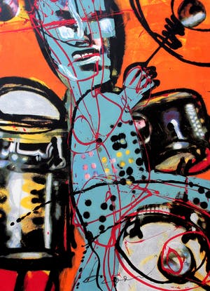 Herman Brood - ingelijste zeefdruk: de drummer - 1990 kopen? Bied vanaf 299!