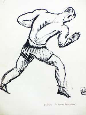 Herman Bieling - De Boer, de nieuwe kampioen - Penseeltekening verkocht voor € 35!