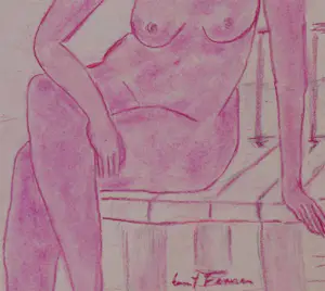 Ernst Fermen - Rötelzeichnung -Aktmodel Dora- Auf dem Wassersteg kopen? Bied vanaf 95!