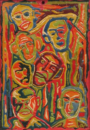 Johan Jacob Voskuil - Olieverf op paneel, Compositie met gezichten kopen? Bied vanaf 100!