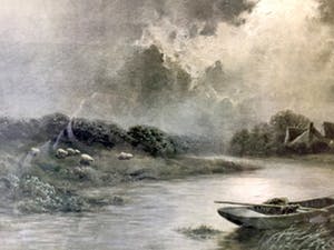 James Walter Gozzard - Waterlandschap - Olieverf op paneel, Ingelijst kopen? Bied vanaf 60!