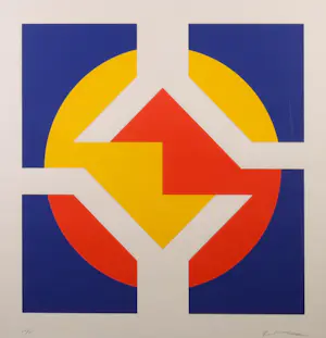 Cyril Lixenberg - Zeefdruk, Geometrische compositie - Ingelijst kopen? Bied vanaf 50!