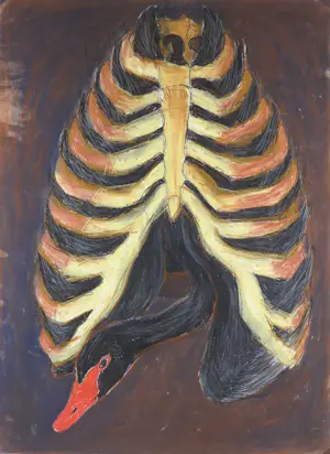 Jessica Muller - Krijttekening, Gevangen - Ingelijst kopen? Bied vanaf 50!