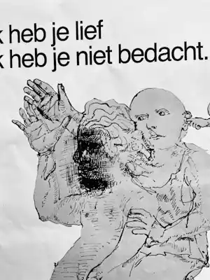 Co Westerik - Pentekening en Ellen Warmond, gedicht JE BENT verkocht voor € 20!