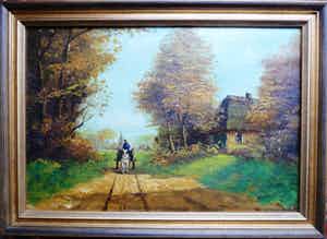 Joke Hartman-Elias - Landschap met boer en kar jaren '50 verkocht voor € 65!