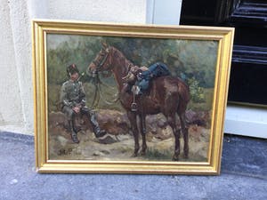 Jan Hoynck van Papendrecht - C4816-1, Militair met zijn paard kopen? Bied vanaf 750!