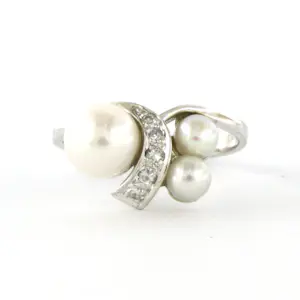 14k wit gouden ring met parel en diamant 0.04ct - rm 16 kaufen? Bieten Sie von 160!