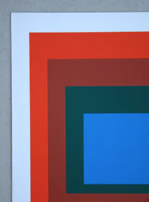 Josef Albers - Homage to the Square - Blue + darkgreen with 2 reds - Zeefdruk - 1971 kopen? Bied vanaf 100!