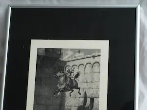 Frederik Hendrik Weissenbruch - Litho, Sprong van de laatste Mammeluk – ingelijst - ca 1870 kopen? Bied vanaf 10!