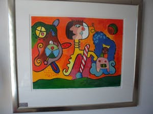 Wendie Brauckmann - Kleurenzeefdruk, "DE WIJDE WERELD IN". ----INGELIJST. kopen? Bied vanaf 35!