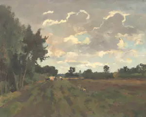 Jan Akkeringa - Landschap met grazende koeien kopen? Bied vanaf 1250!