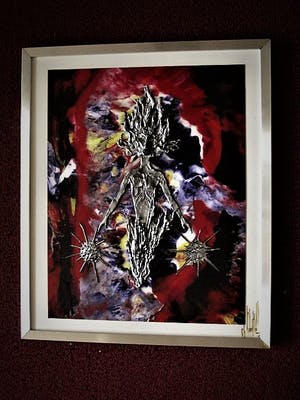 Niet of onleesbaar gesigneerd - Intrigerende gemengde Techniek - Tin op Foto - Sun-God - gesigneerd kopen? Bied vanaf 1!