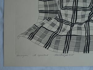 Niet of onleesbaar gesigneerd - Ets en aquatint, “Theedoekportret 1” kopen? Bied vanaf 1!