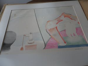 Henri de Haas - Gemende techniek op papier, titel, "De Voyeur". kopen? Bied vanaf 35!