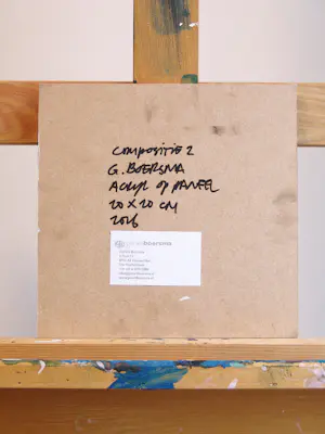 Gerard Boersma - Compositie 2 (Man genietend van schilderij Piet Mondriaan) kopen? Bied vanaf 125!