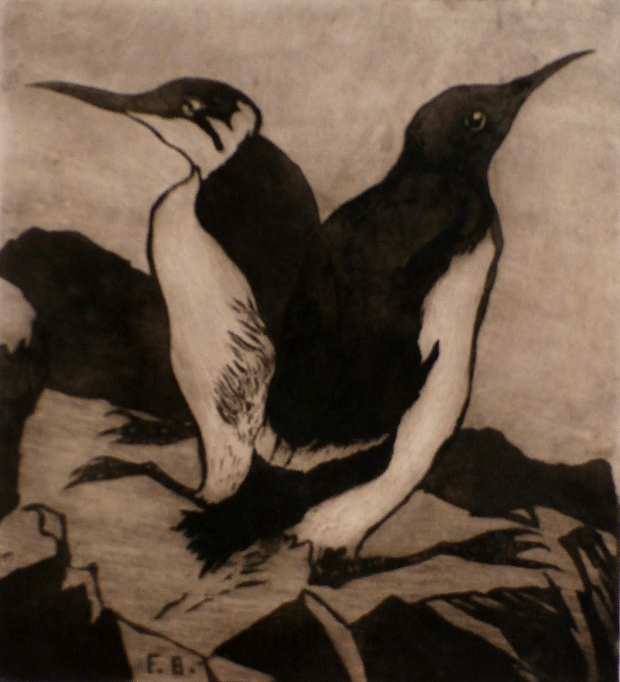 Frederika Broeksmit - ets: pinguins verkocht voor € 45!