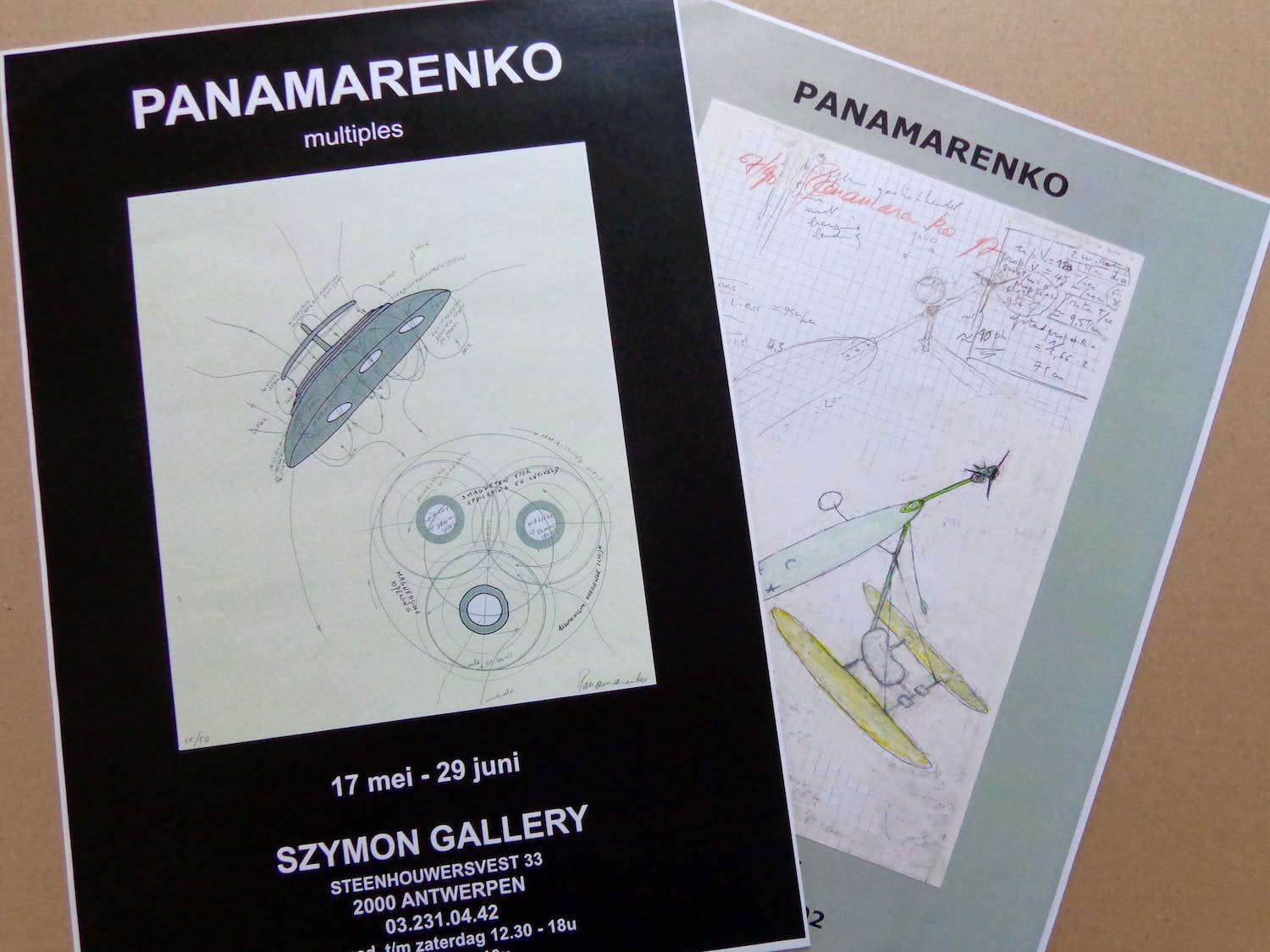Panamarenko - LOT VAN 2 STUKS / ZELDZAME AFFICHES / 42x30cm / KLEINE OPLAGE verkocht voor € 1!