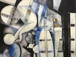 Eva van der Vaart - van Steenbergen - figuratief olieverfschilderij in houten lijst (Groot!) kopen? Bied vanaf 135!