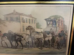 AcheterVictor Adam - Triptiek van 3 x 19e-eeuwse Handgekleurde Lithografieën (Paardenkoetsen)? Enchérissez de 240!