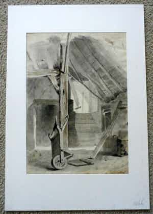 Jan Hendrik van Grootvelt - Aquarel: Boerenschuur - 1845 verkocht voor € 75!