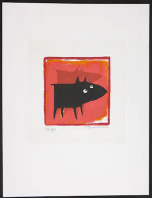 Peter Bastiaanssen - Twee zeefdrukken, Hondjes kopen? Bied vanaf 40!